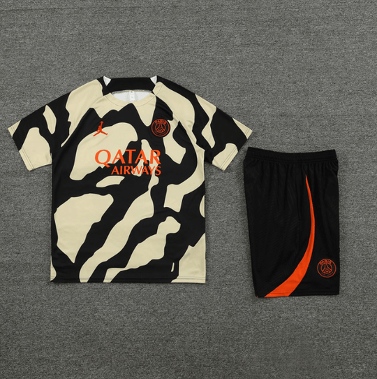 Conjunto de Treino PSG Camisa + Bermuda Camuflagem Amarelo/Preto 2023/24