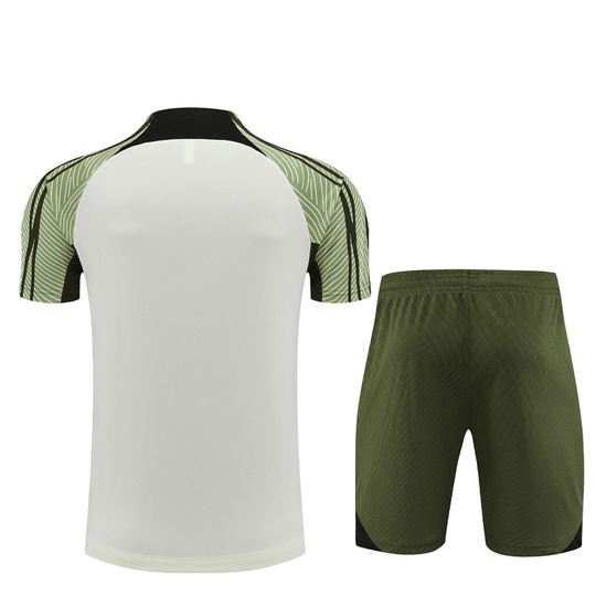 Conjunto Barcelona Treino Camisa/Short Bege Musgo 2024/25