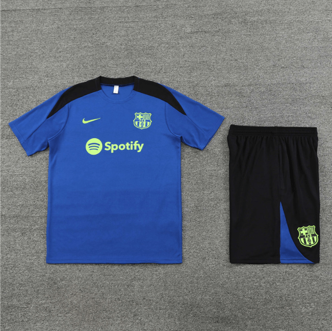 Conjunto Barcelona Treino Camisa/Short Azul/Preta 2024/25