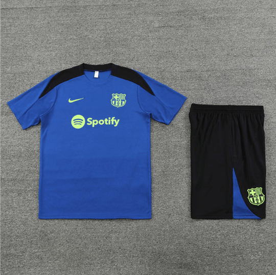 Conjunto Barcelona Treino Camisa/Short Azul/Preta 2024/25