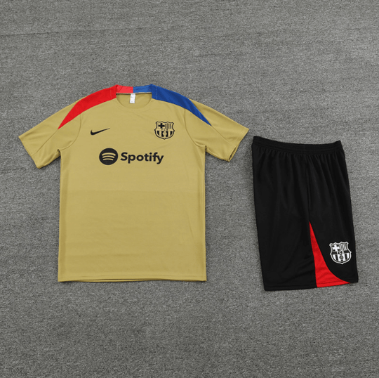 Conjunto Barcelona Treino Camisa/Short Dourada 2024/25