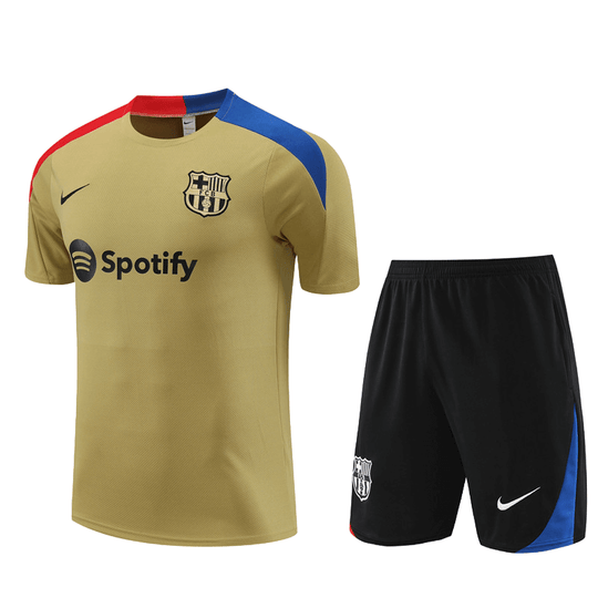 Conjunto Barcelona Treino Camisa/Short Dourada 2024/25