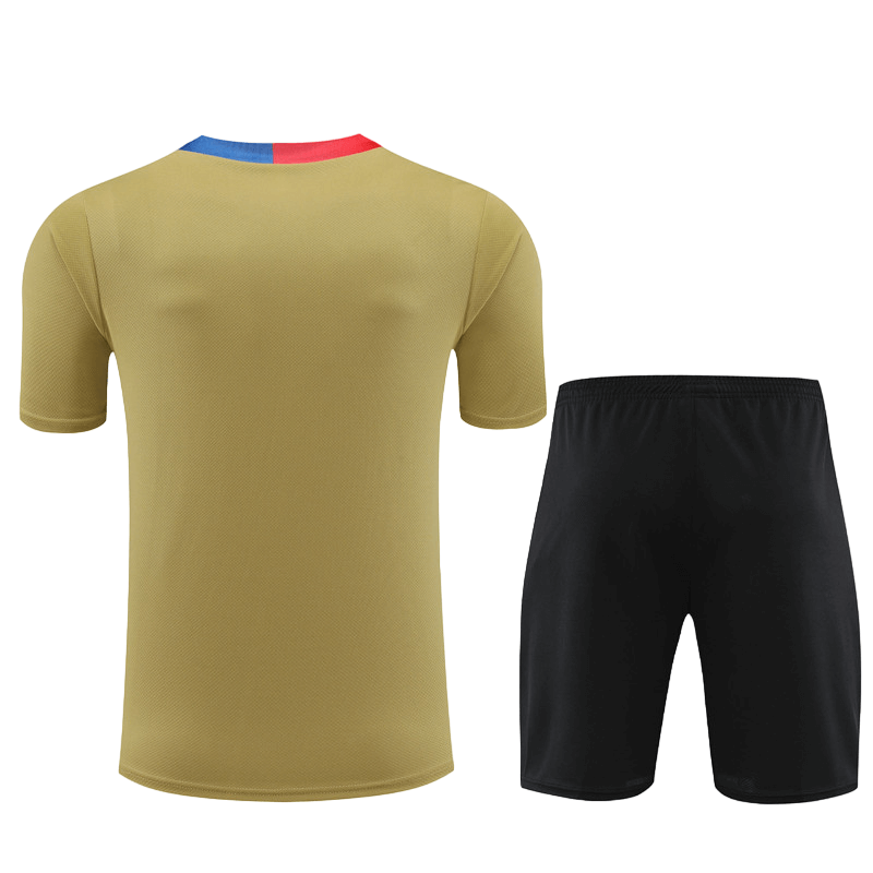 Conjunto Barcelona Treino Camisa/Short Dourada 2024/25