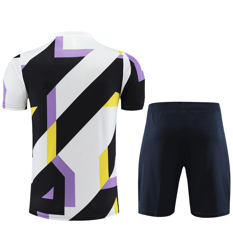 Conjunto Real Madrid Treino Bermuda e Camisa Branca Retalho 2024/25