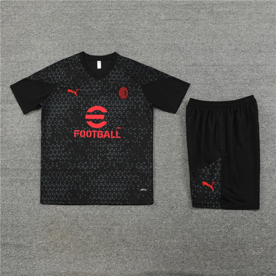 Conjunto Ac Milan Treino Camisa e Short Preta 2023/24