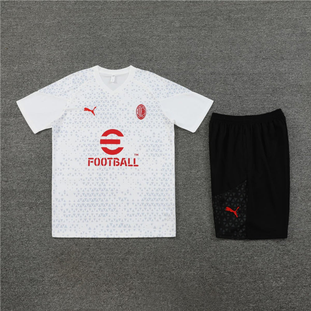 Conjunto Ac Milan Treino Camisa e Short Branca 2023/24