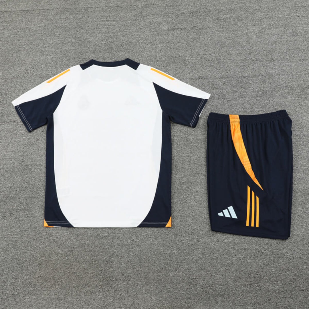 Conjunto Real Madrid Treino Camisa e Short Bege/Azul 2024/25