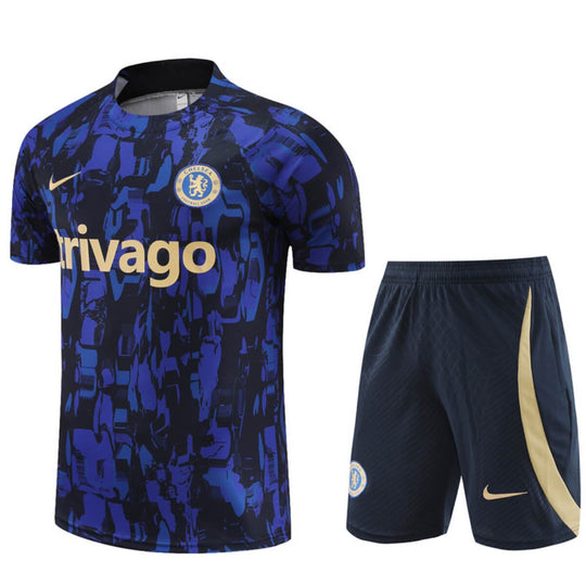 Conjunto Chelsea Treino Camisa e Short Azul/Preto 2023/24