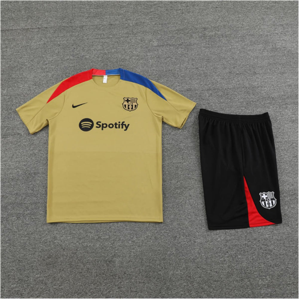 Conjunto Barcelona Treino Camisa e Short Dourado 2024/25