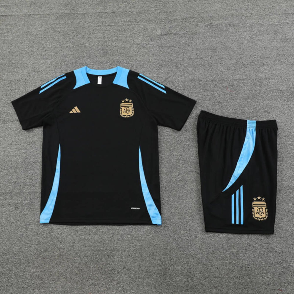 Kit Short e Camisa Argentina Treino Preto 2024/25