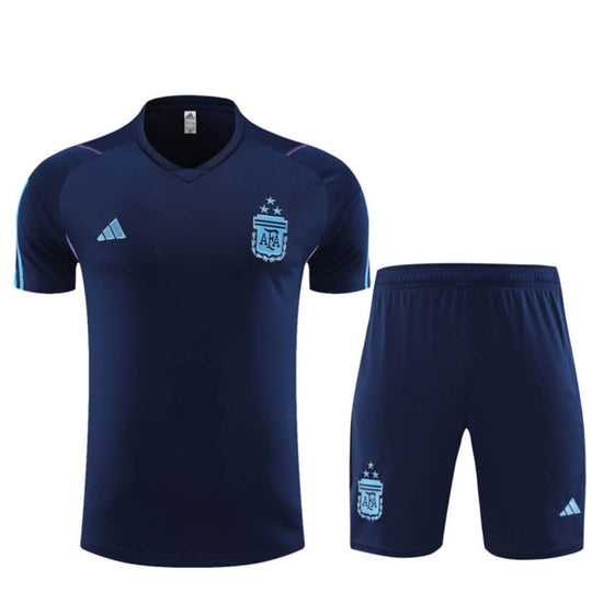 Kit Short e Camisa Argentina Treino Azul Escuro 2023/24