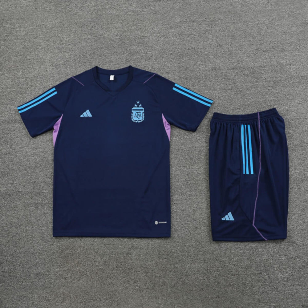 Kit Short e Camisa Argentina Treino Azul Escuro 2023/24
