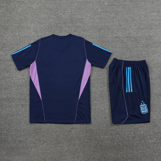 Kit Short e Camisa Argentina Treino Azul Escuro 2023/24