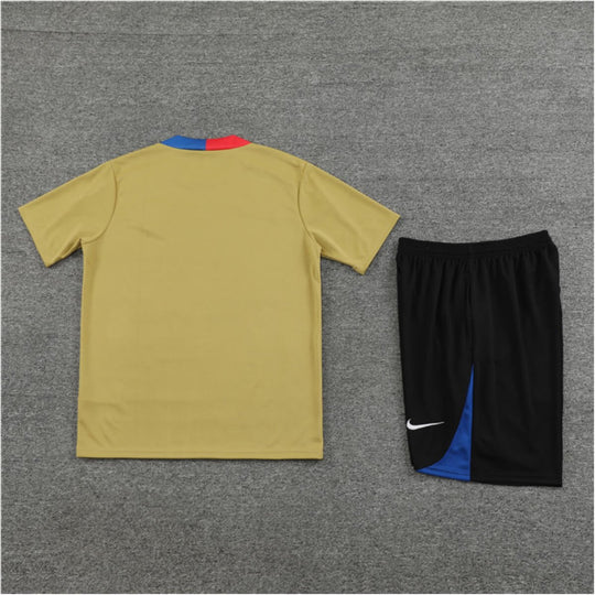 Conjunto Barcelona Treino Camisa e Short Dourado 2024/25