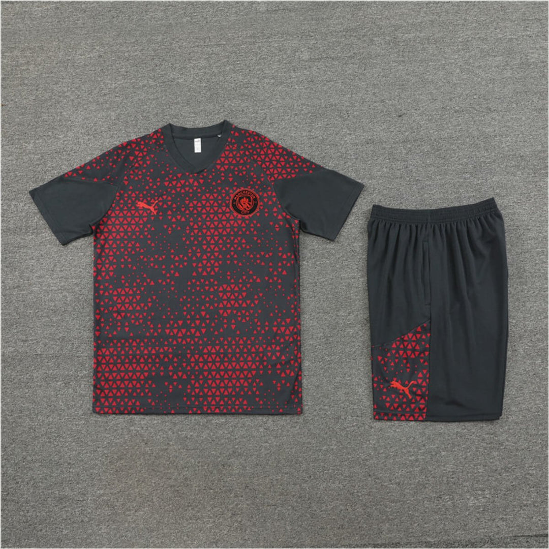 Conjunto Manchester City Treino Camisa e Short Preta/Vermelha 2023/24