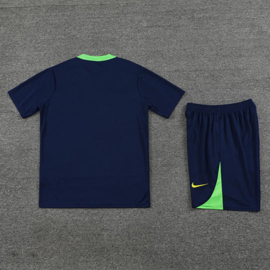 Kit Short e Camisa Brasil Treino Azul Escuro 2024/25